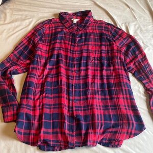 Lucky Brand long sleeve button down red and navy size XL
